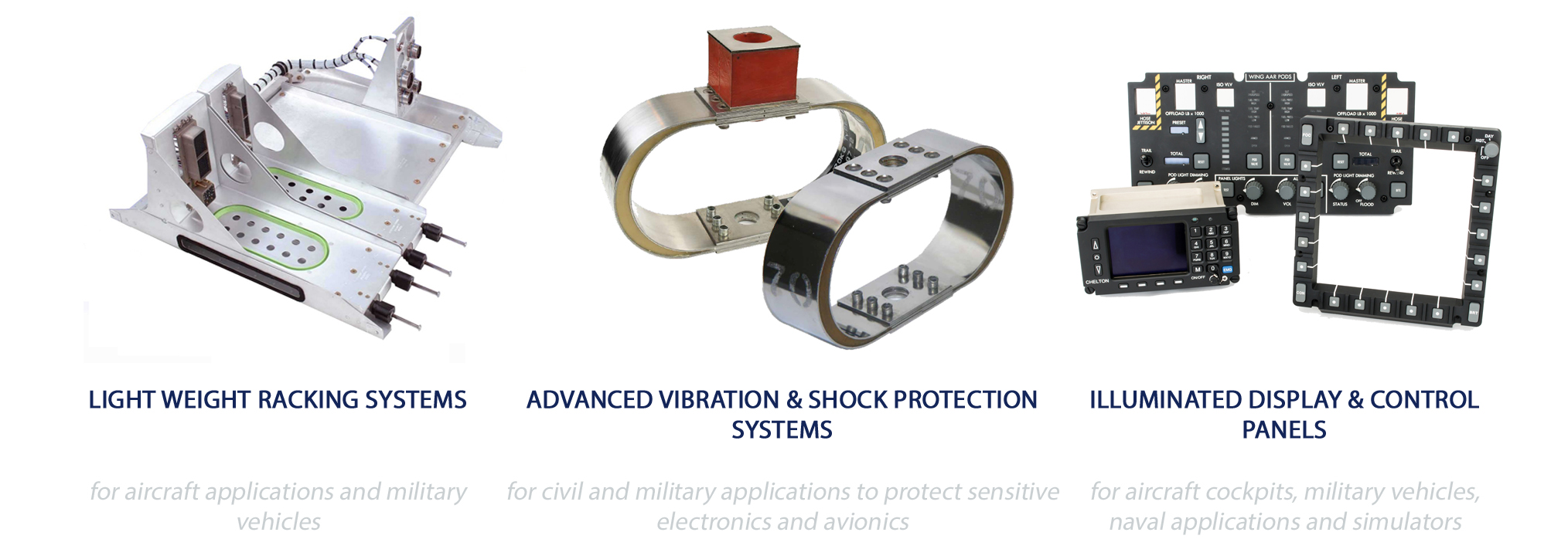 Avionics Racking, Shock Protection, Illuminated Display & Control Panels
